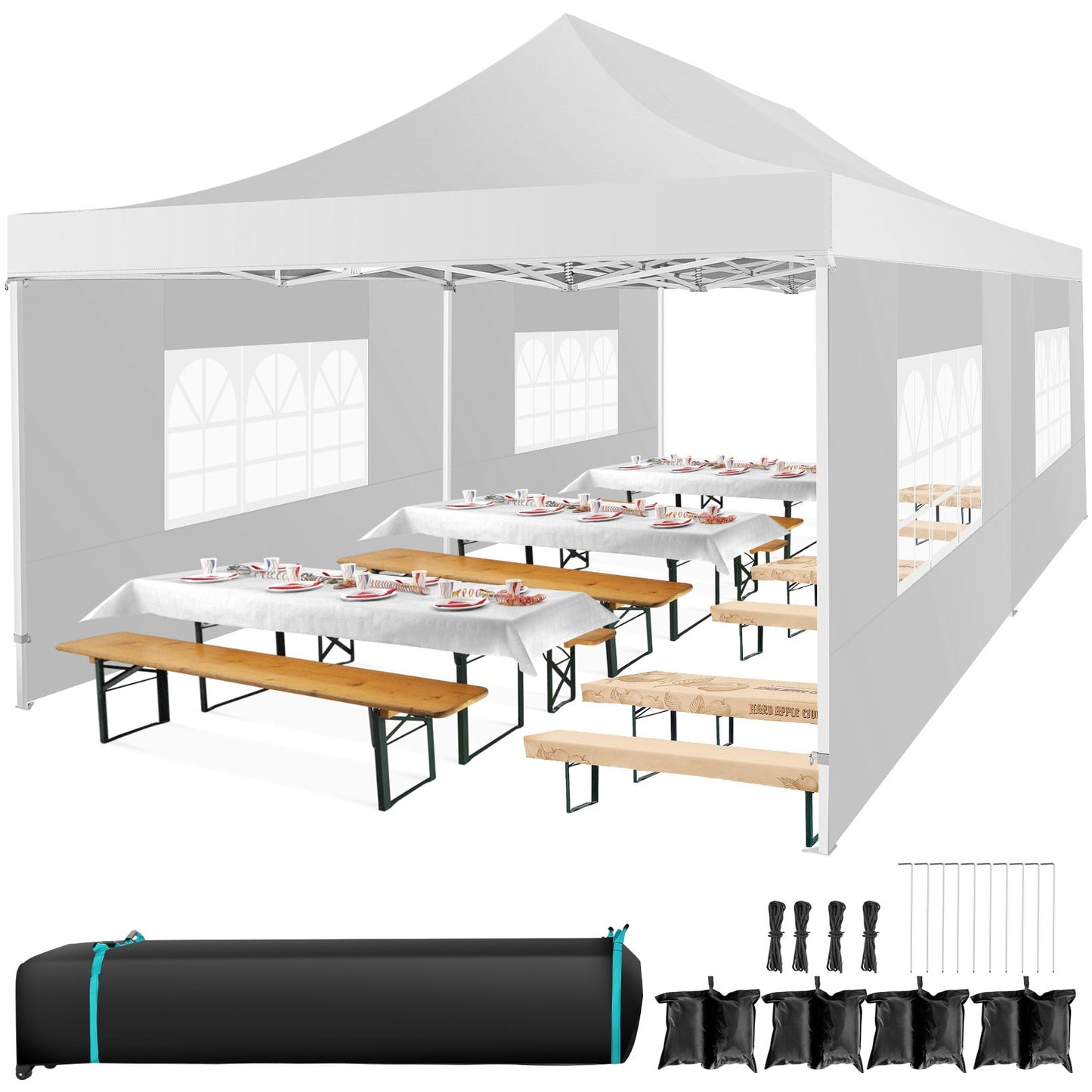 COBIZI 13x26 Heavy Duty Pop-up Canopy Tent,Easy Pop Up Party Tent Gazebo,Outdoor Portable Party Canopy,Extra-large Size Space For Outside Commercial Gathering Activities,Waterproof &UPF 50+,White