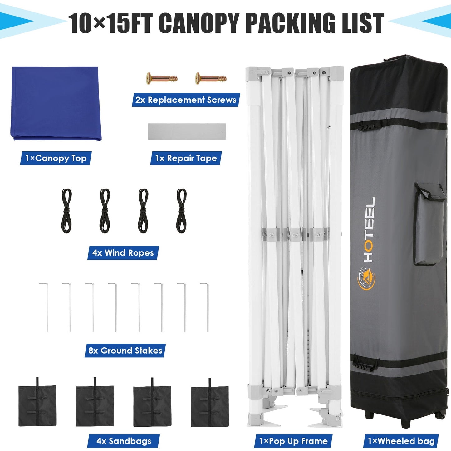 COBIZI 10x15 Canopy Tent Heavy Duty Pop Up Canopy Tent for Parties Event Wedding Commercial Easy Up Canopy with Roller Bag,UV 50+ & Upgraded No Water Accumulation, Thick Hexagonal Legs,Dark Blue