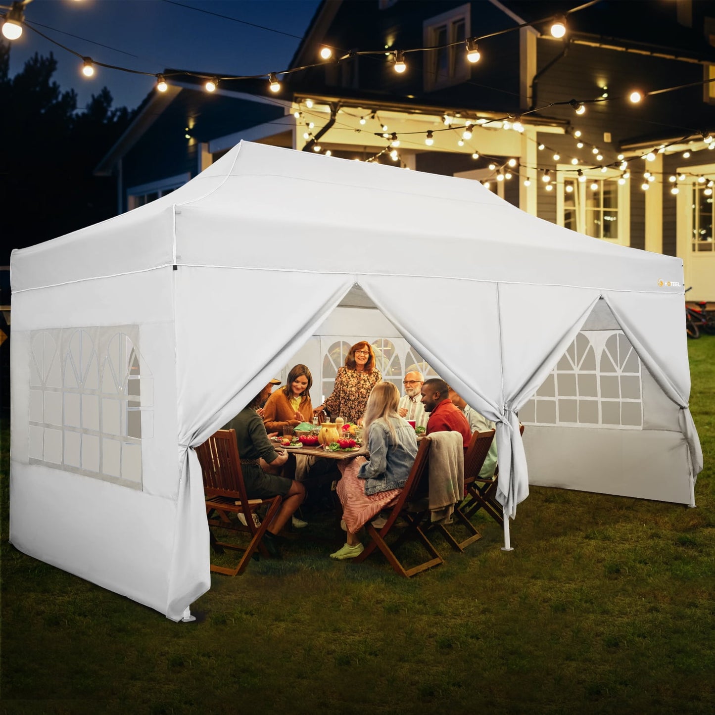COBIZI Canopy 10x20 Pop up Canopy with 6 Sidewalls Heavy Duty Party Tent Outdoor Party Event Gazebo Commercial Canopy Tents for Parties Wedding Outdoor Events,White