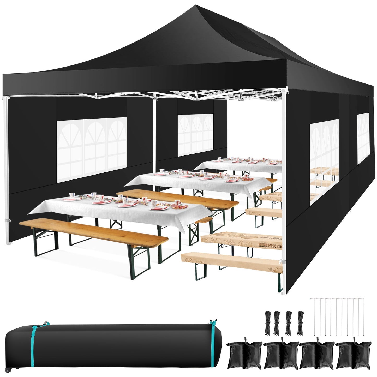 COBIZI 13x26 Heavy Duty Pop-up Canopy Tent,Easy Pop Up Party Tent Gazebo,Outdoor Portable Party Canopy,Extra-large Size Space For Outside Commercial Gathering Activities,Waterproof &UPF 50+,White