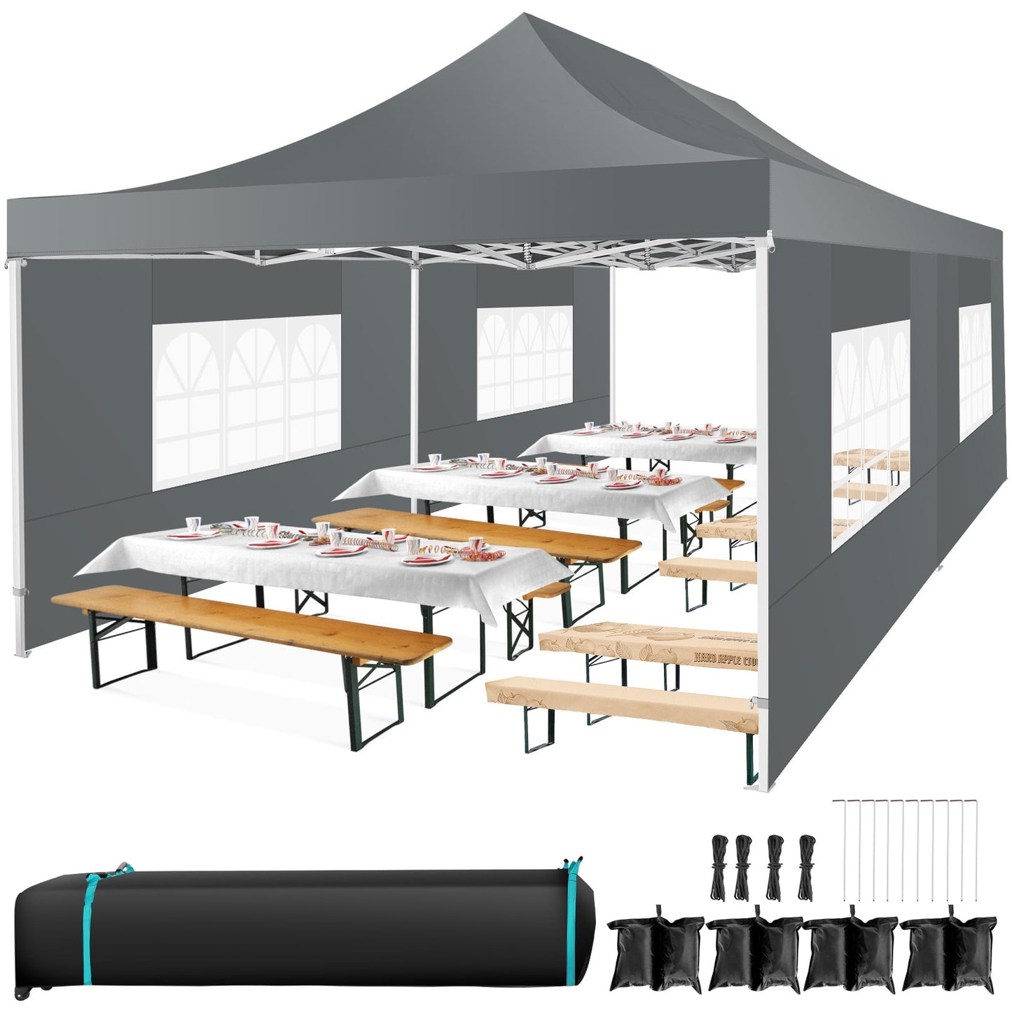 COBIZI 13x26 Heavy Duty Pop-up Canopy Tent,Easy Pop Up Party Tent Gazebo,Outdoor Portable Party Canopy,Extra-large Size Space For Outside Commercial Gathering Activities,Waterproof &UPF 50+,White
