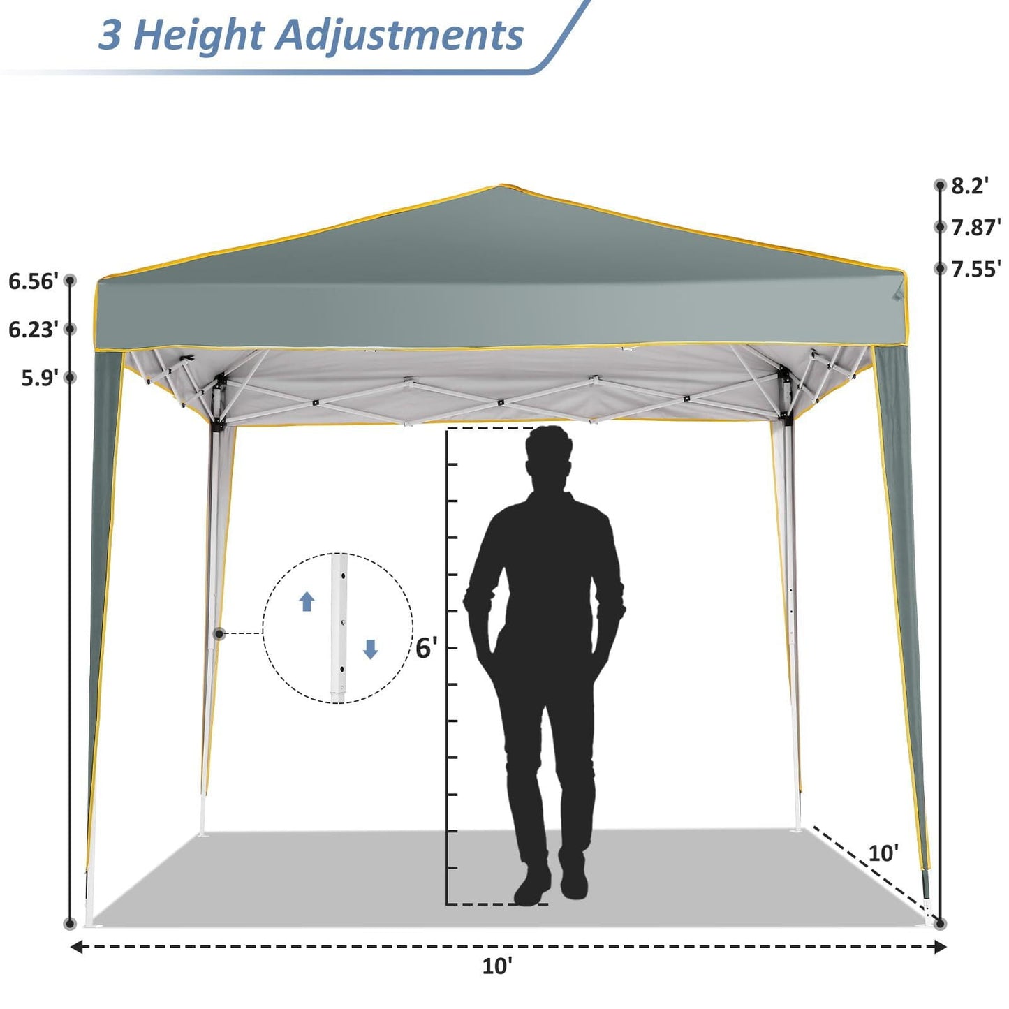 COBIZI 10x10 Pop up Tent,Easy Pop up Tent Gazebo,Portable Ez up Canopy,Suitable for Party Beach Camping Gathering Activities,Waterproof &Upf 50+,Gray