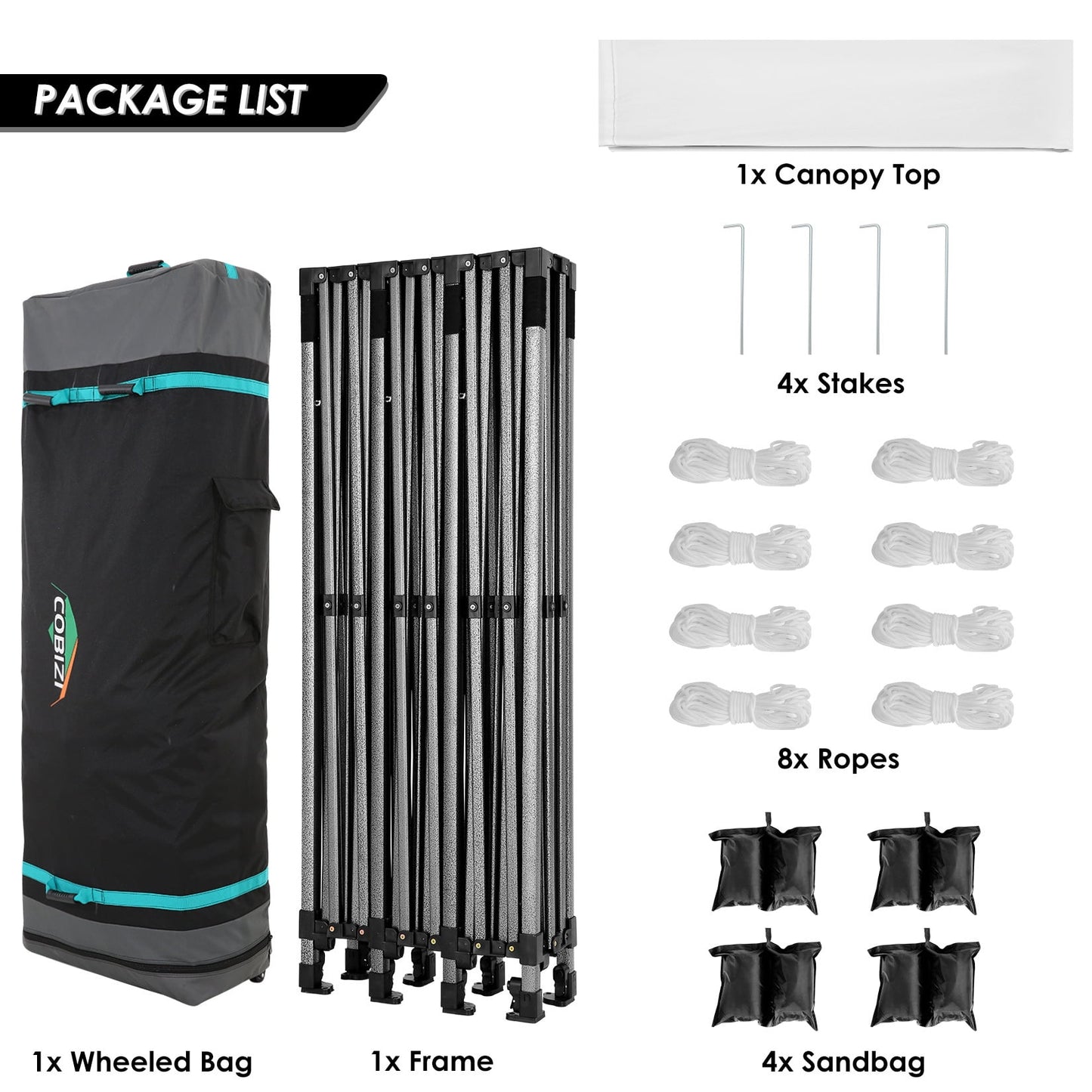 COBIZI 10 x 30 Heavy Duty Pop-up Canopy Tent with Adjustable Height, Waterproof and Instant Outdoor Shelter, Summer Canopy for Beach,Party,Camping Includes 4 Sandbags, and Carrying Bag,Blue