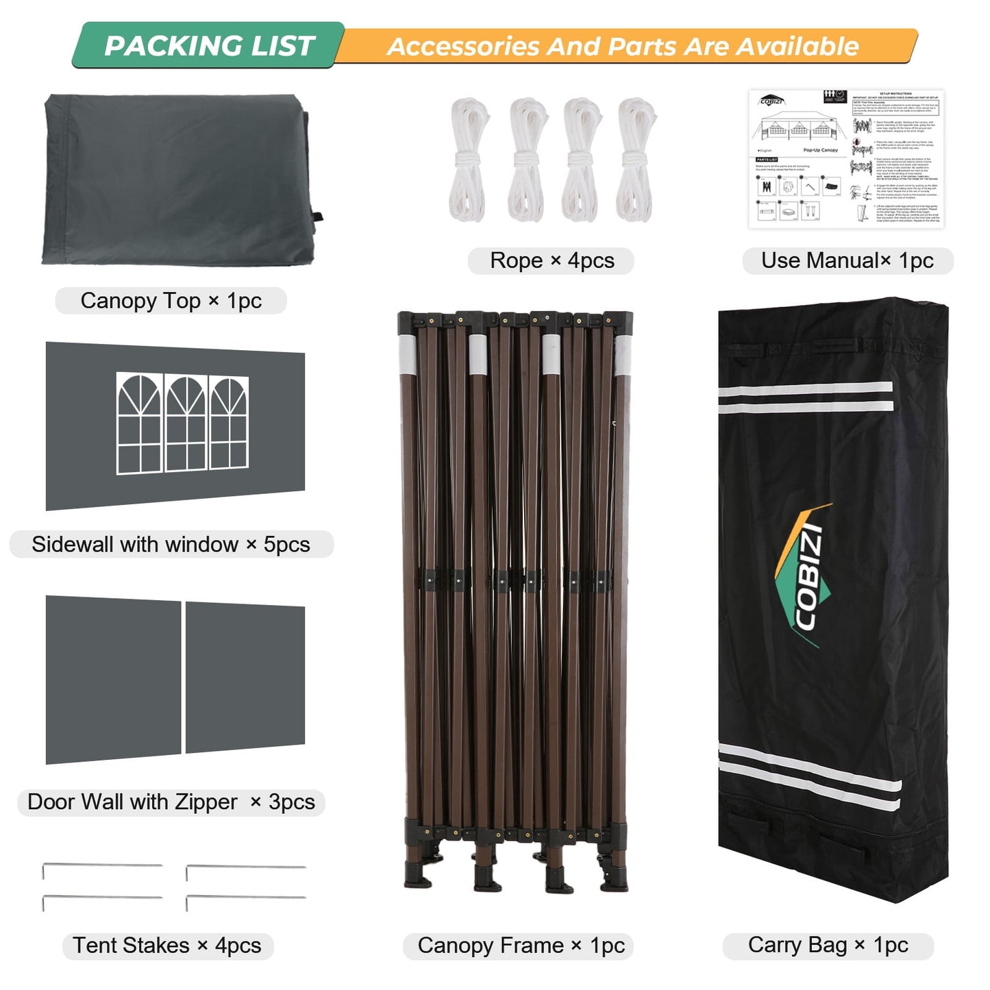 COBIZI Heavy Duty 10x30 Party Tent,Commercial pop up Canopy for Parties,Waterproof Gazebos, 8 Sidewalls,Waterproof UPF50+,Stable Thickened Frame,Gray