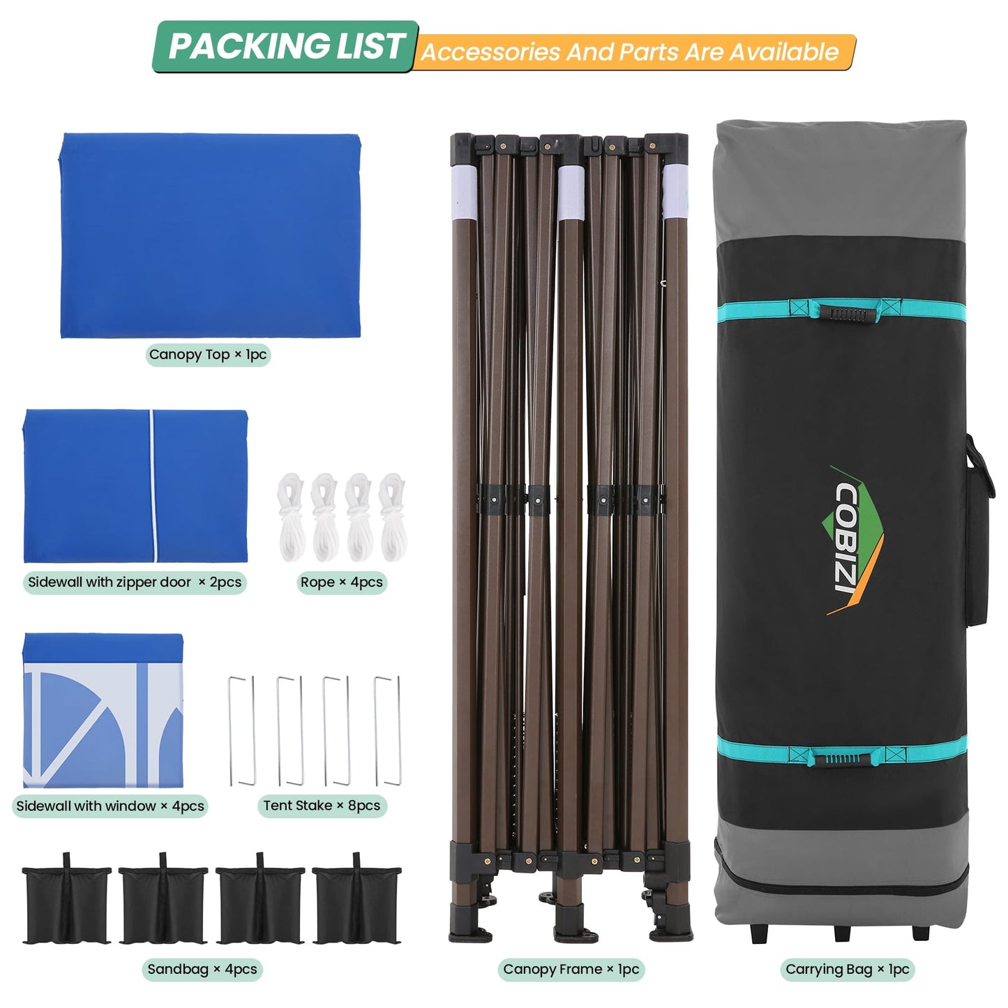 COBIZI 10x20 Pop Up Canopy Tent Heavy Duty with 6 Removable Sidewalls,Commercial Heavy Duty Pop Up Tent for Parties Waterproof and UV 50+ Wedding Tent with Roller Bag(Blue)