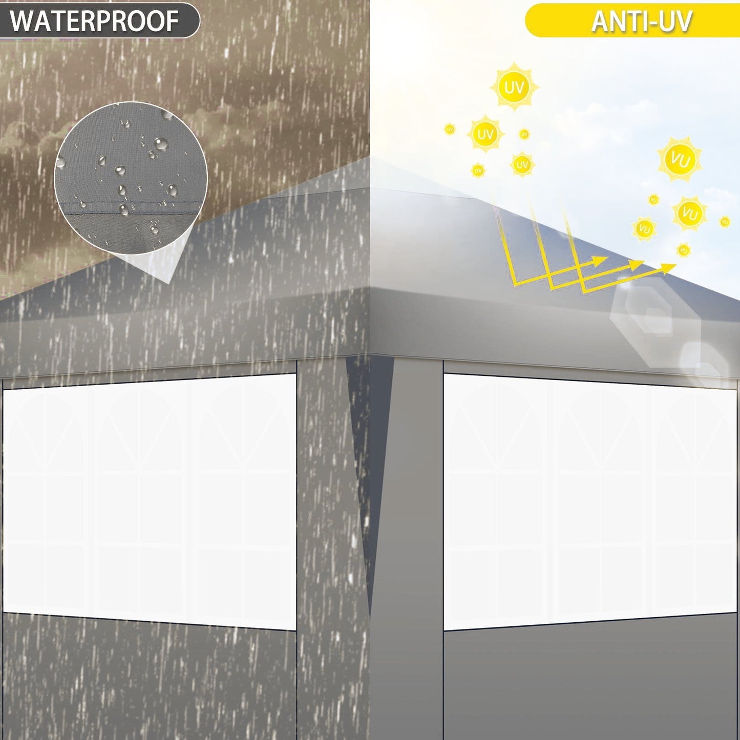 COBIZI 10x20 EZ Pop Up Canopy Tent Party Tent Outdoor Event Protable Instant Shelter Tent Gazebo with 6 Removable Sidewalls and Carry Bag,Gray