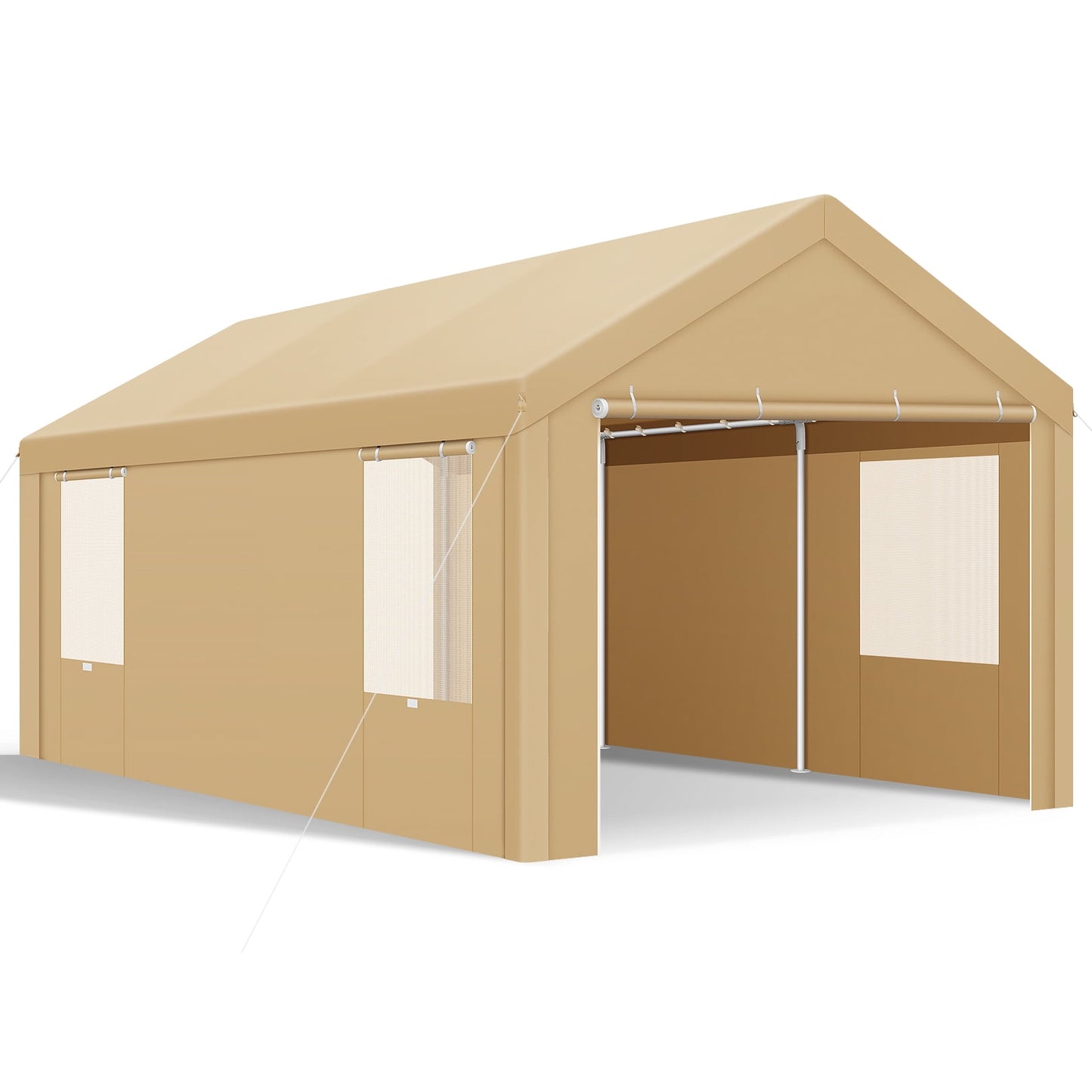 COBIZI 10' x 20' Heavy Duty Carport Car Canopy Garage Shelter Party Tent, Adjustable Height from 6.4ft to 8.9ft, Yellow