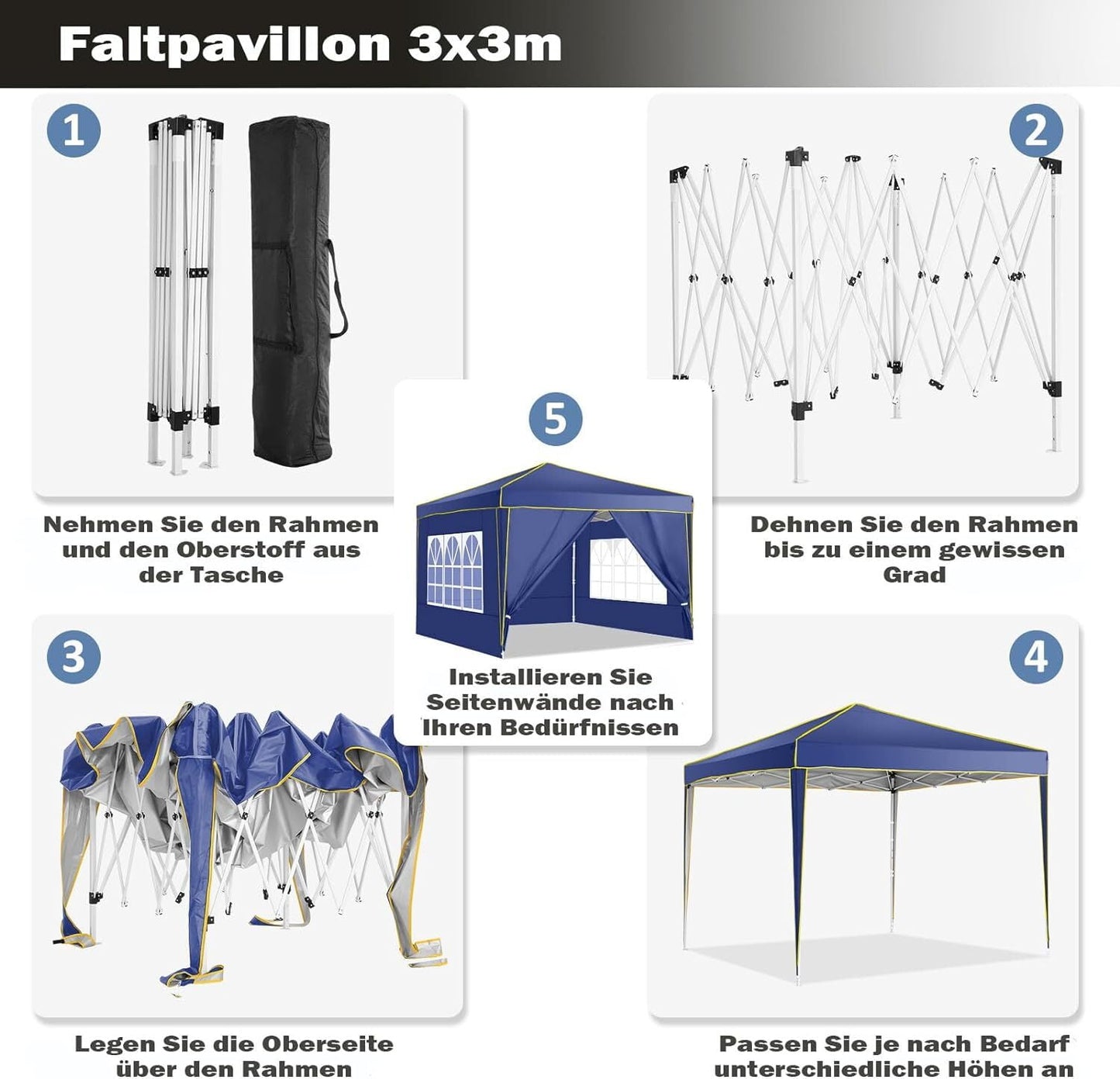 COBIZI 10x10 Pop up Tent,Easy Pop up Tent Gazebo,Portable Ez up Canopy,Suitable for Party Beach Camping Gathering Activities,Waterproof &Upf 50+,Deep Blue