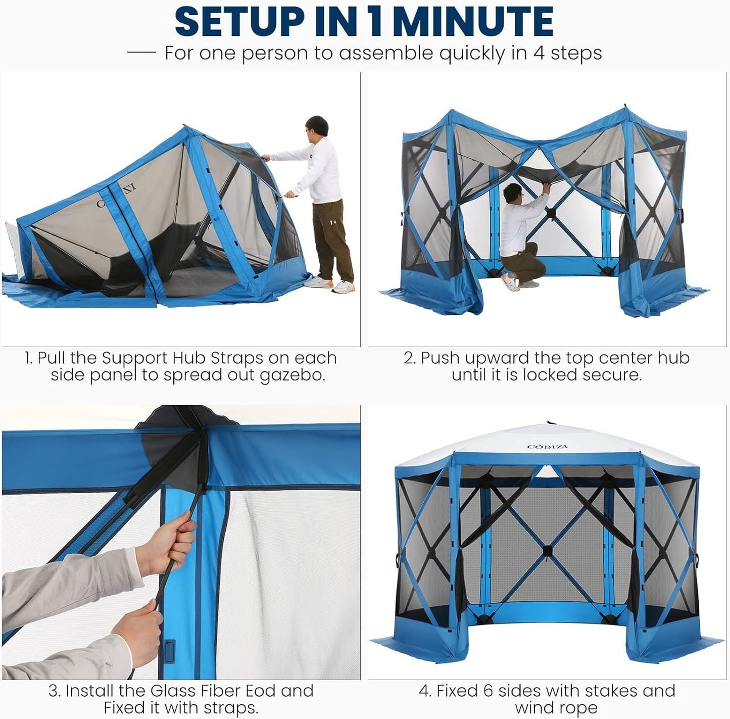 COBIZI 12x12ft Large Pop-up Gazebo, Waterproof Patio Shelter with Sidewalls