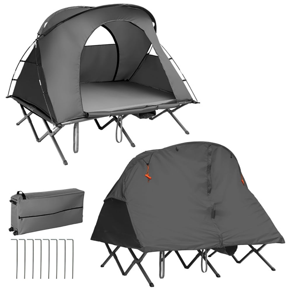 GVN 2-Person Outdoor Camping Tent with External Cover-Gray, Beach Shade, Easy Pop Up Beach Shade Beach Tent, SMQB Shelter Instant Portable Beach Tent Umbrella