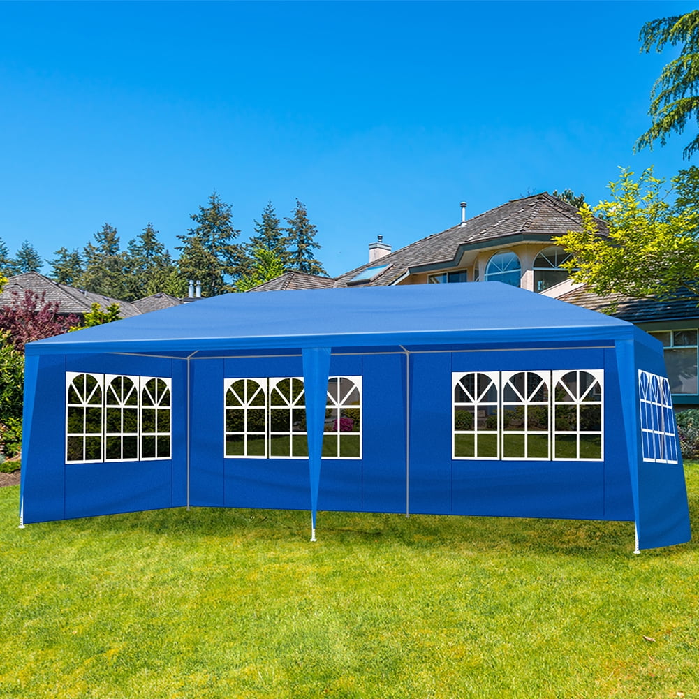 GVN 10x20 Outdoor Pop-up Canopy, Outdoor Party Tent with 6 Removable Sidewalls, UV Resistant Waterproof Canopy Tent for Outdoor Events, Patio Backyard, Blue