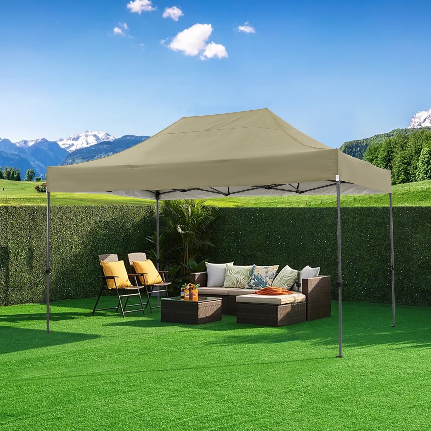 COBIZI 10 x 15 Heavy Duty Pop-up Canopy Tent with Adjustable Height, Waterproof and Instant Outdoor Shelter, Summer Canopy for Beach,Party,Camping Includes 4 Sandbags, and Carrying Bag,Blue