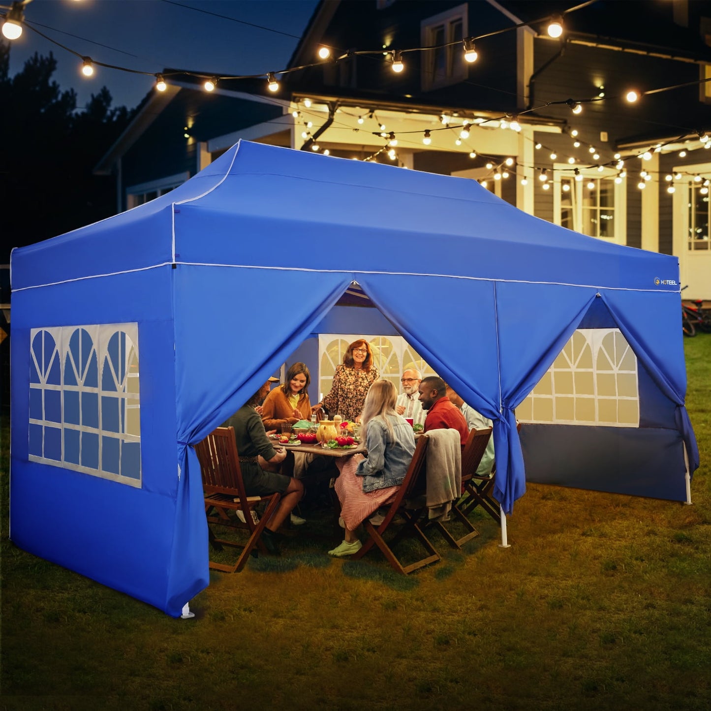 COBIZI Canopy 10x20 Pop up Canopy with 6 Sidewalls Heavy Duty Party Tent Outdoor Party Event Gazebo Commercial Canopy Tents for Parties Wedding Outdoor Events,Blue