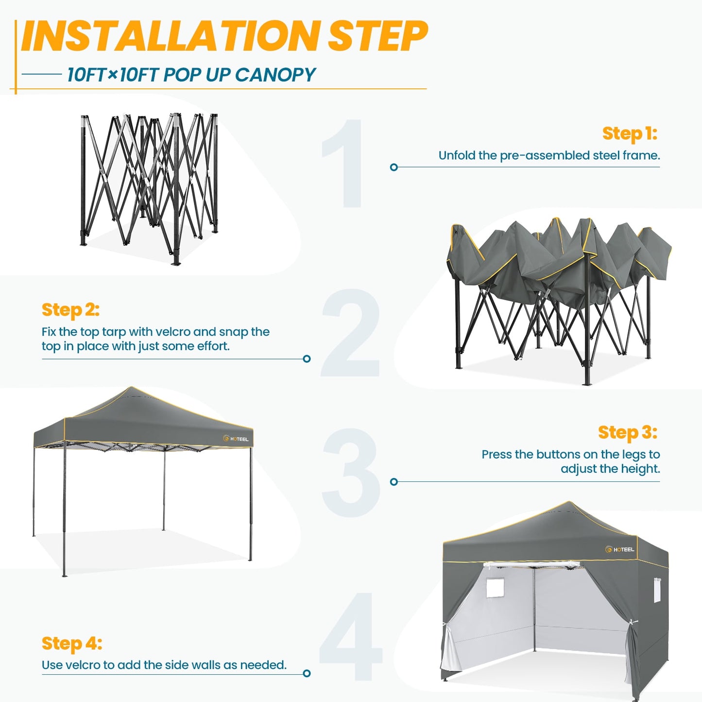 COBIZI Canopy Tent,10x10 Pop-up Canopy,Outdoor Tent with Mesh Window,Instant Tents for Party,Camping,Commercial,Waterproof Gazebo with 4 Removable Sidewalls,Carry Bag,&nbsp;Black