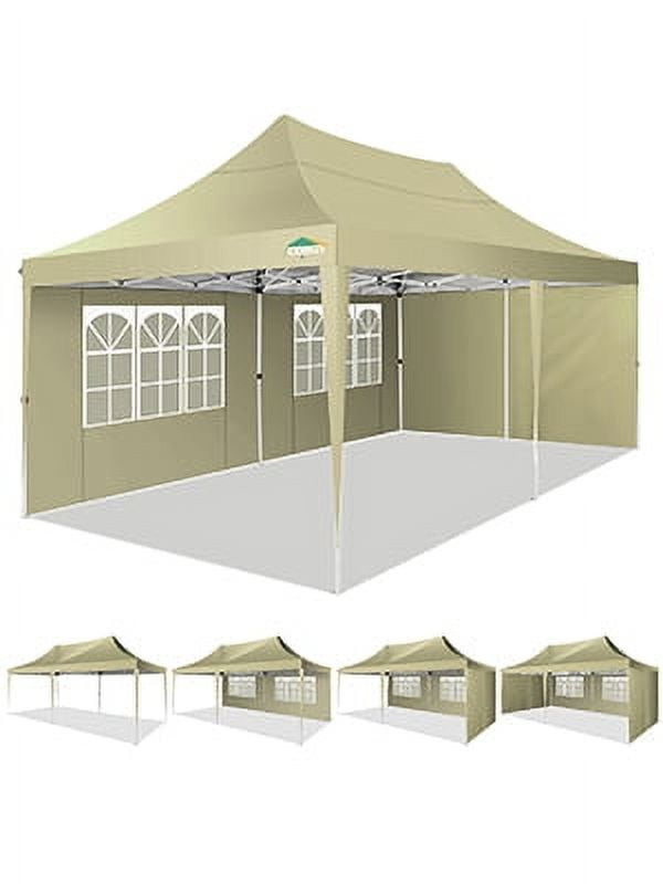 COBIZI 10x20 Pop Up Canopy Tent with 6 Sidewalls,Upgrade Structure Wind & Waterproof Easy up UV Blocking with Carry Bag,3 Adjustable Heights,Wedding Party Tent Outdoor Commercial Party Tent,black