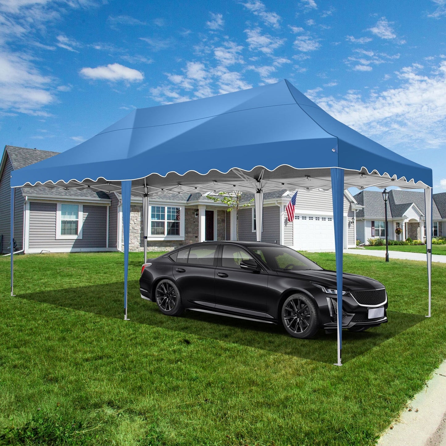 COBIZI 10x20 Canopy Tent Pop Up Canopy, Outdoor Shade Tent with Wheeled Bag & Curled Edge Fully Waterproof, Portable Event Tents for Parties, Wedding, Backyard, Camping,black