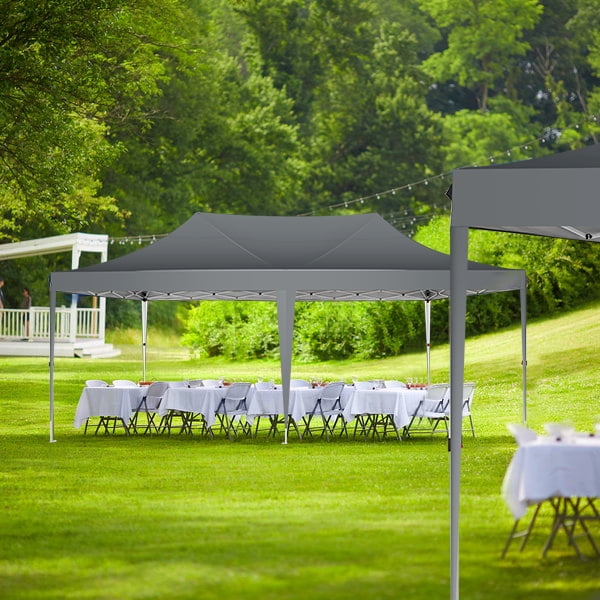 Hoteel 10x20 Pop up Canopy Gazebo,Outdoor Canopy Tent with 6 Removable Sidewalls,Easy up Sun Shade UV Blocking Waterproof Outdoor Tent for Backyard,Parties,Wedding,Birthday,BBQ,Black